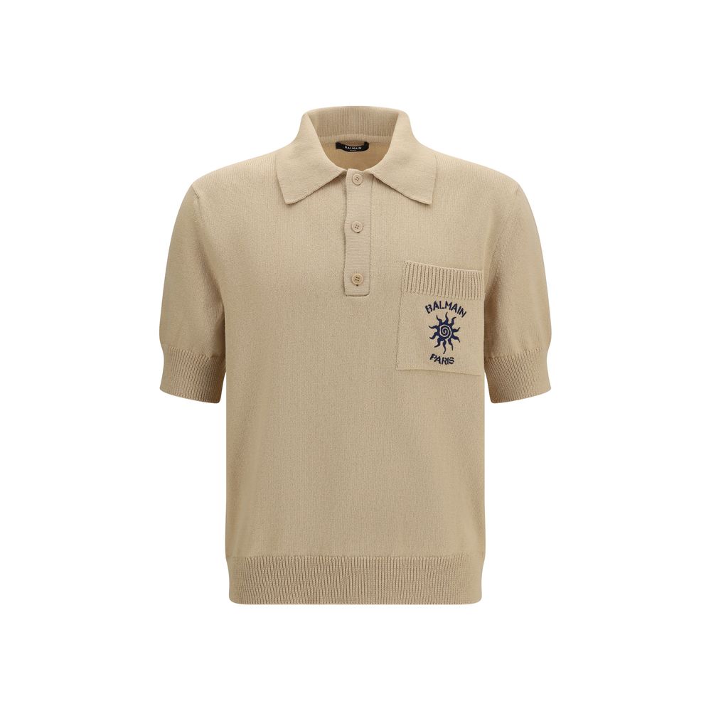 Polo Shirt en Coton Beige Balmain