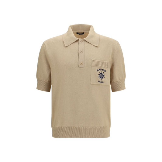 Polo Shirt en Coton Beige Balmain