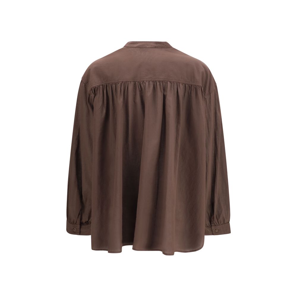 SOSUE Brown Cotton Ruffled Shirt for Women