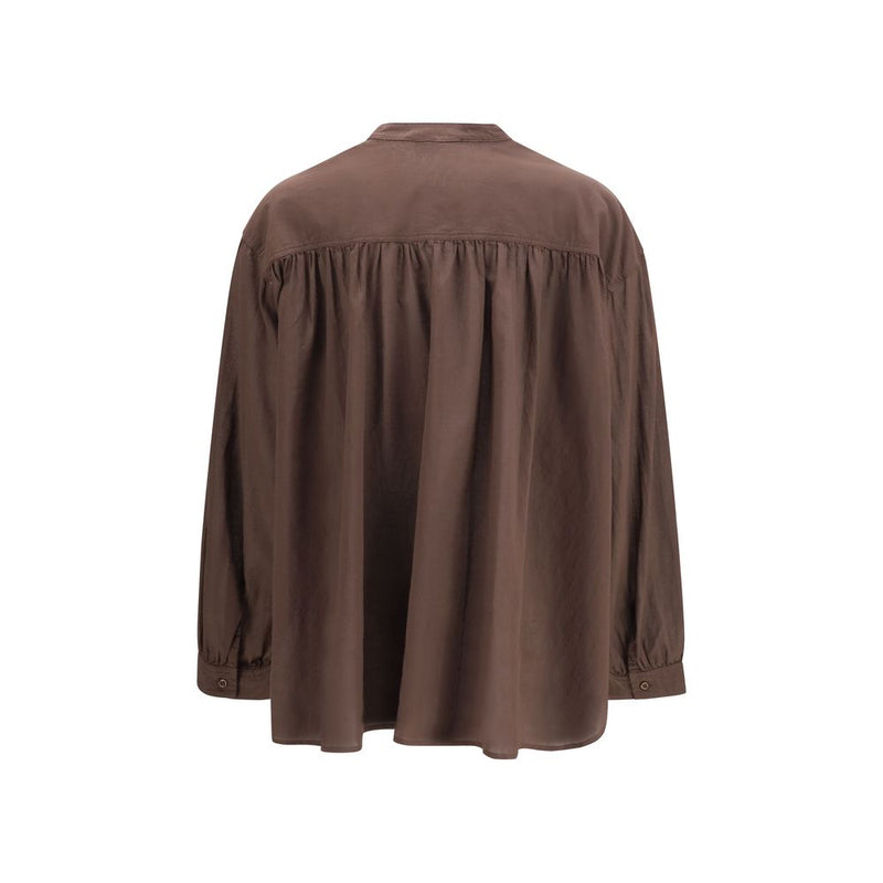 SOSUE Brown Cotton Ruffled Shirt for Women