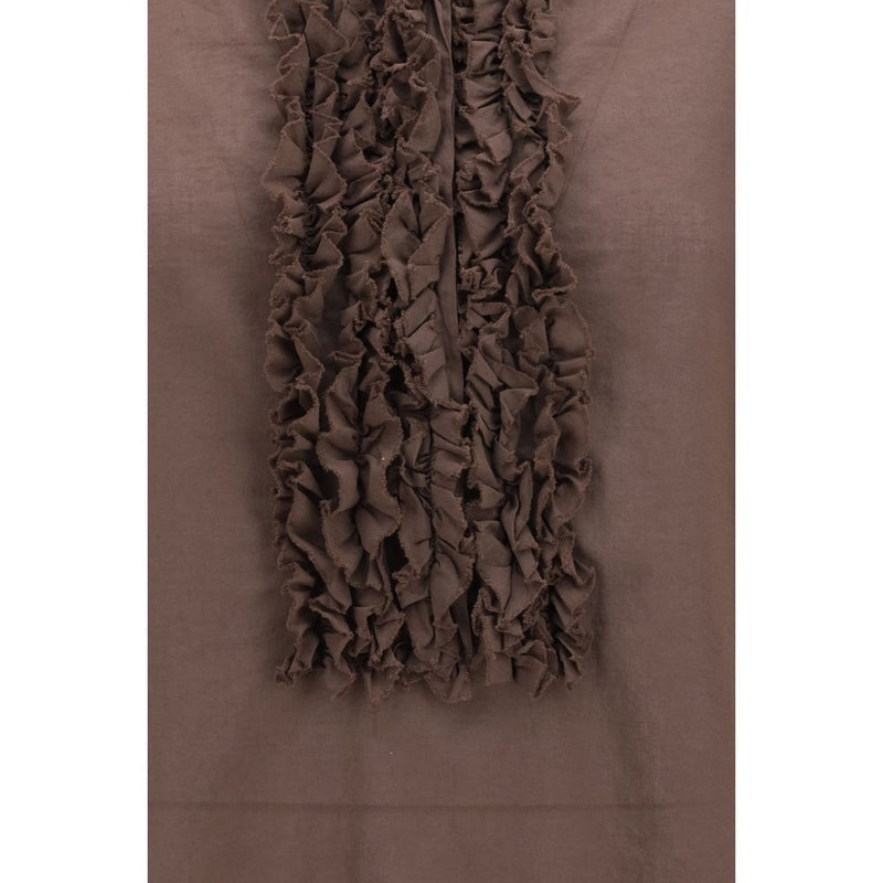 SOSUE Brown Cotton Ruffled Shirt for Women