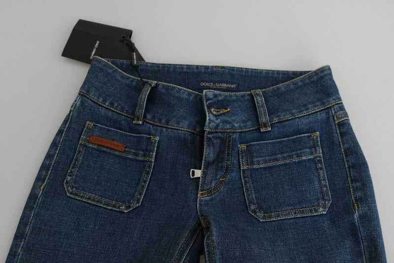 Dolce & Gabbana Blue Slim Fit Cropped Mid Waist Denim Jeans