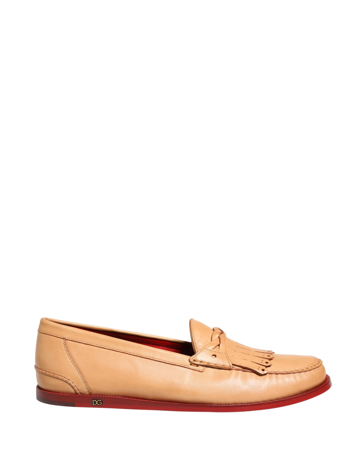 Dolce & Gabbana Beige Tassel Leather Men Slip-On Loafers