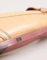 Dolce & Gabbana Beige Tassel Leather Men Slip-On Loafers