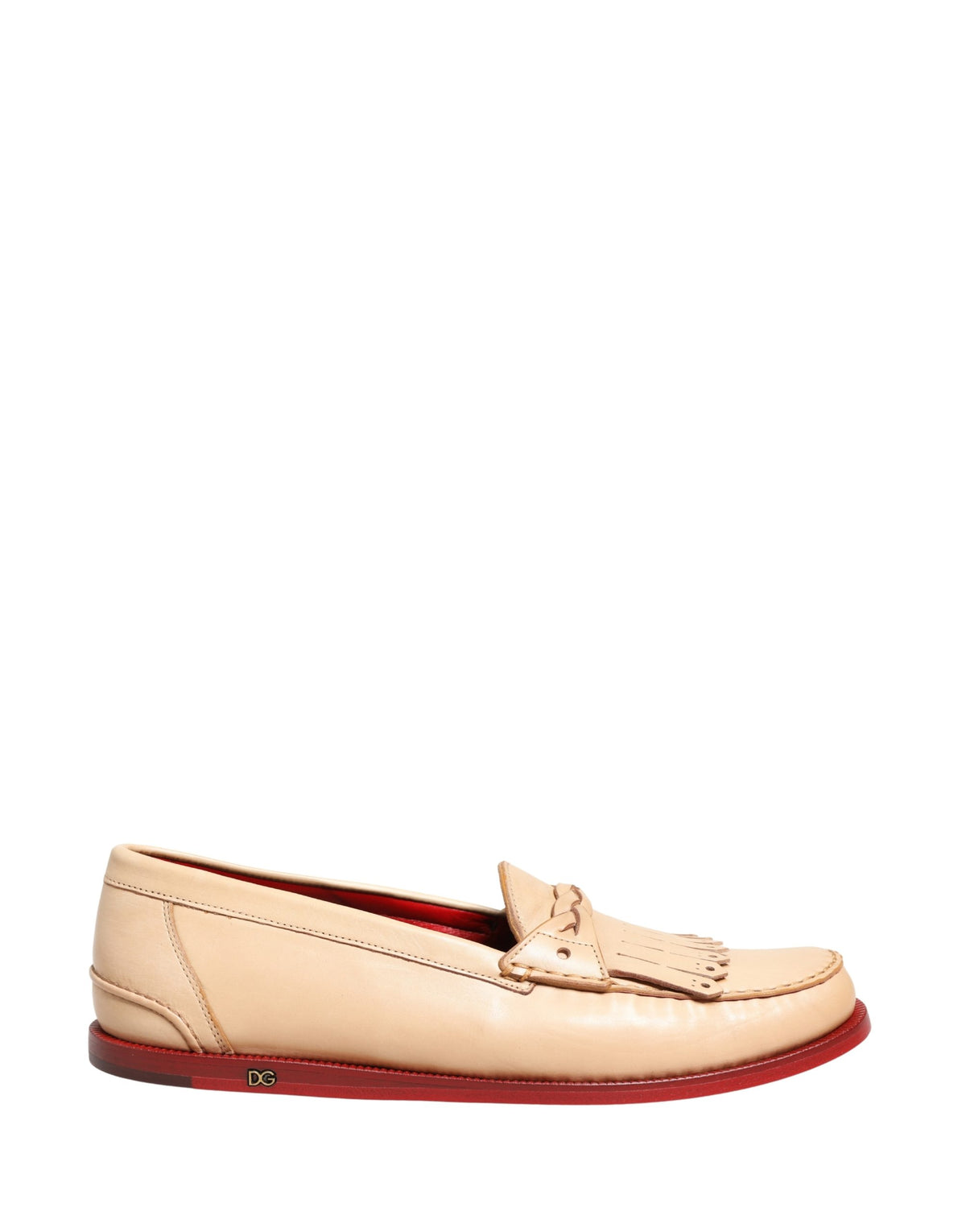 Dolce & Gabbana Beige Tassel Leather Men Slip-On Loafers