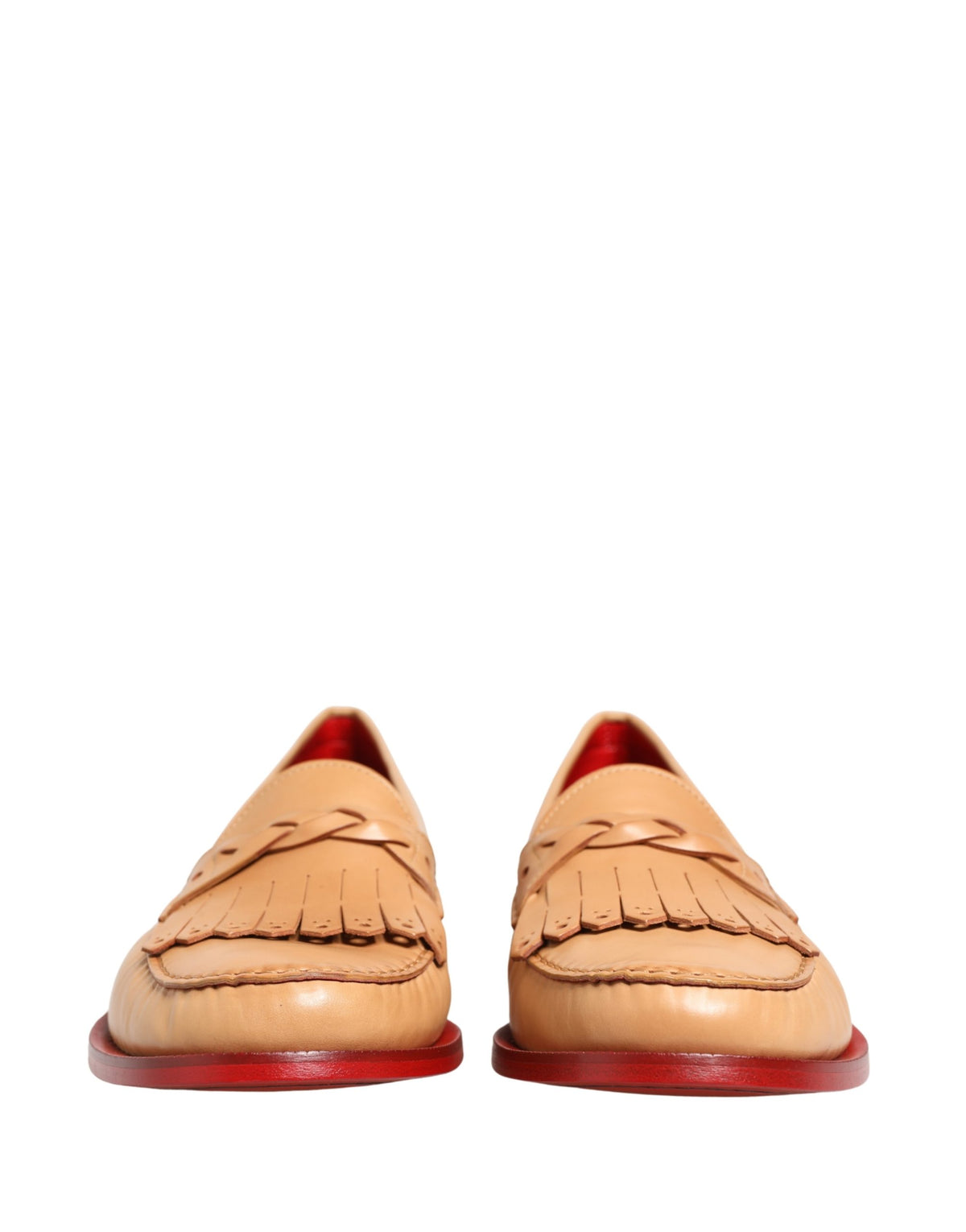 Dolce & Gabbana Beige Tassel Leather Men Slip-On Loafers