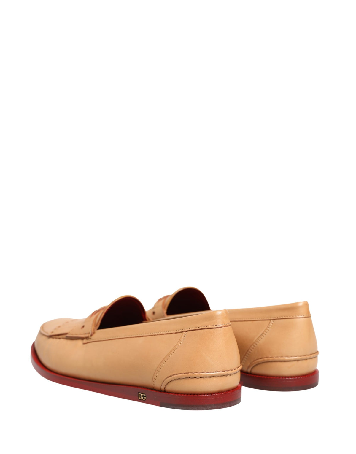 Dolce & Gabbana Beige Tassel Leather Men Slip-On Loafers