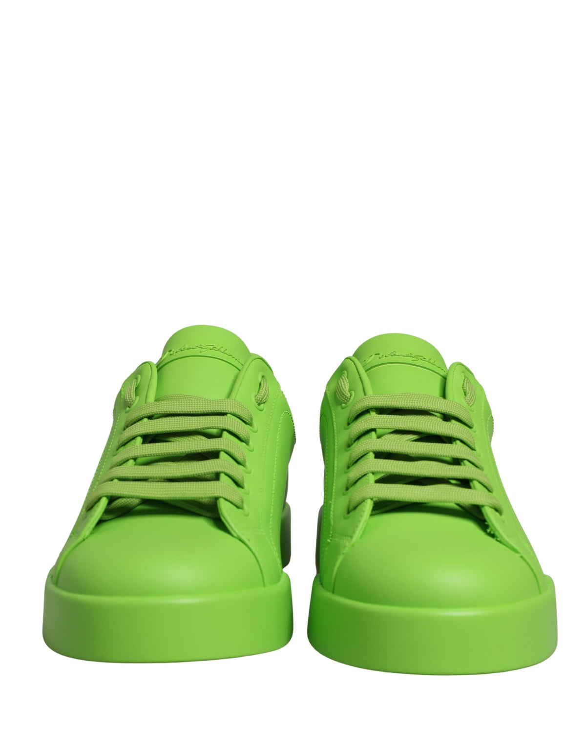 Dolce & Gabbana Portofino Green Leather Low Top Sneakers