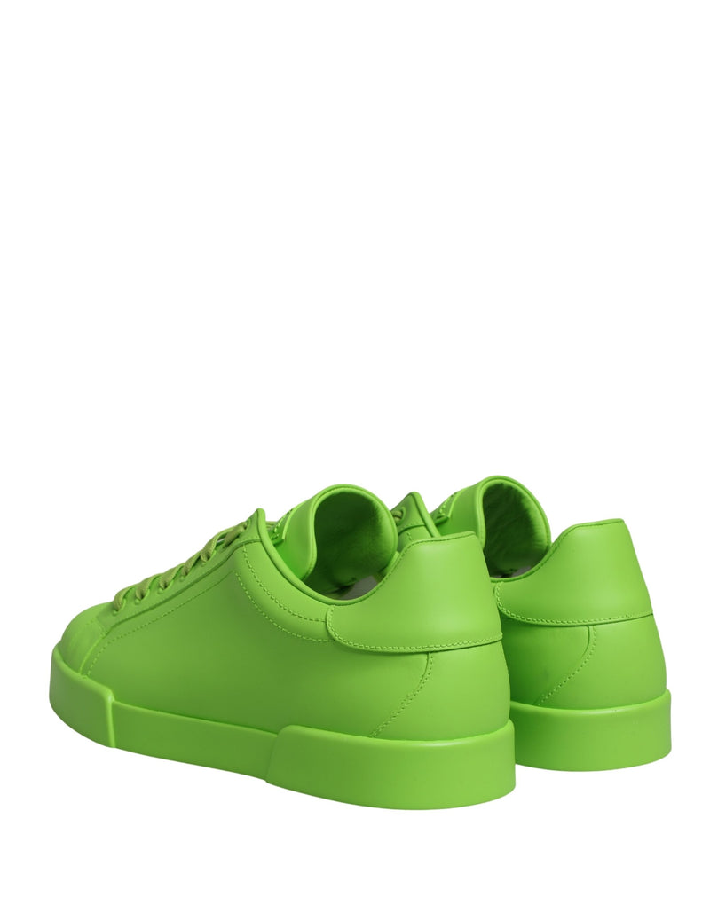 Dolce & Gabbana Portofino Green Leather Low Top Sneakers