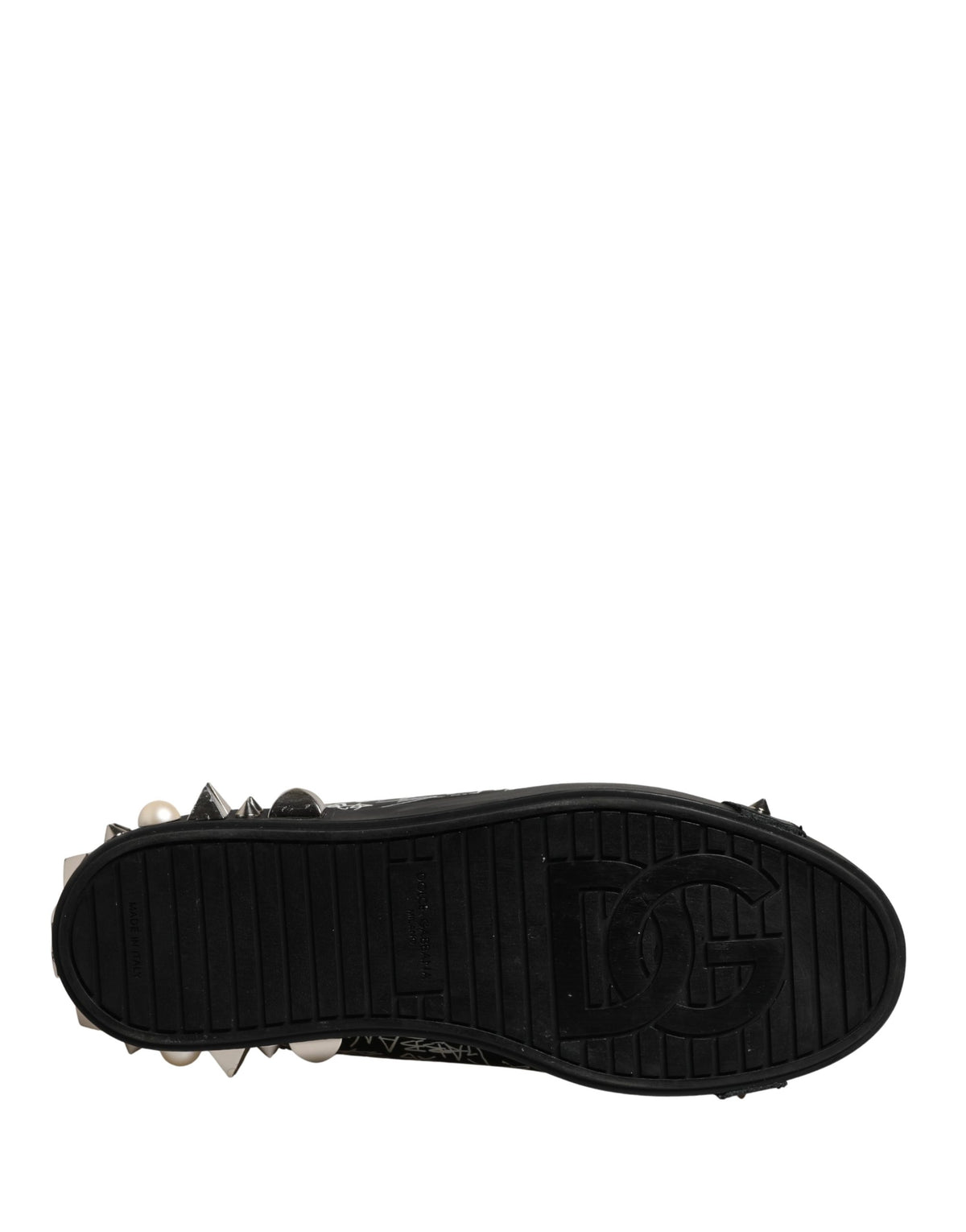Dolce & Gabbana Black Portofino Graffiti Stud Sneakers