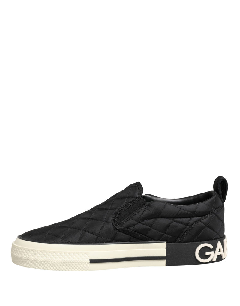 Dolce & Gabbana Black Quilted Slip On Low Top Sneakers