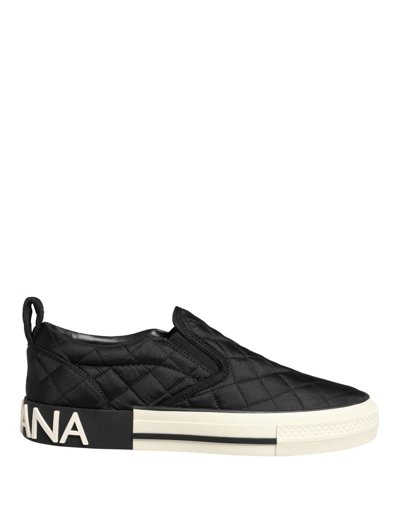 Dolce & Gabbana Black Quilted Slip On Low Top Sneakers