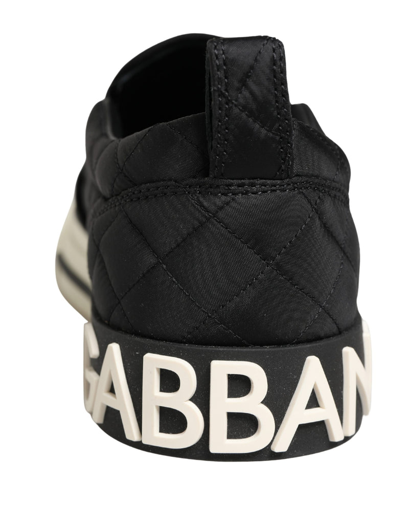 Dolce & Gabbana Black Quilted Slip On Low Top Sneakers