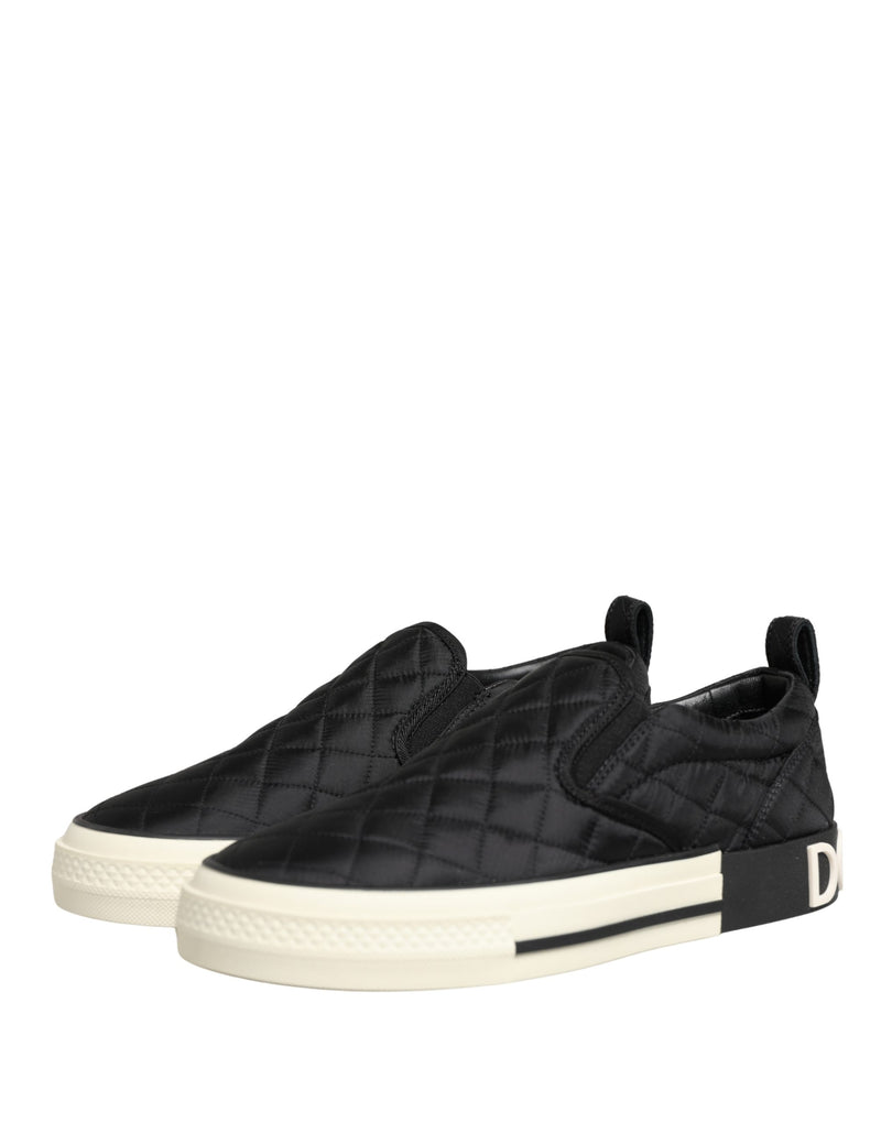 Dolce & Gabbana Black Quilted Slip On Low Top Sneakers