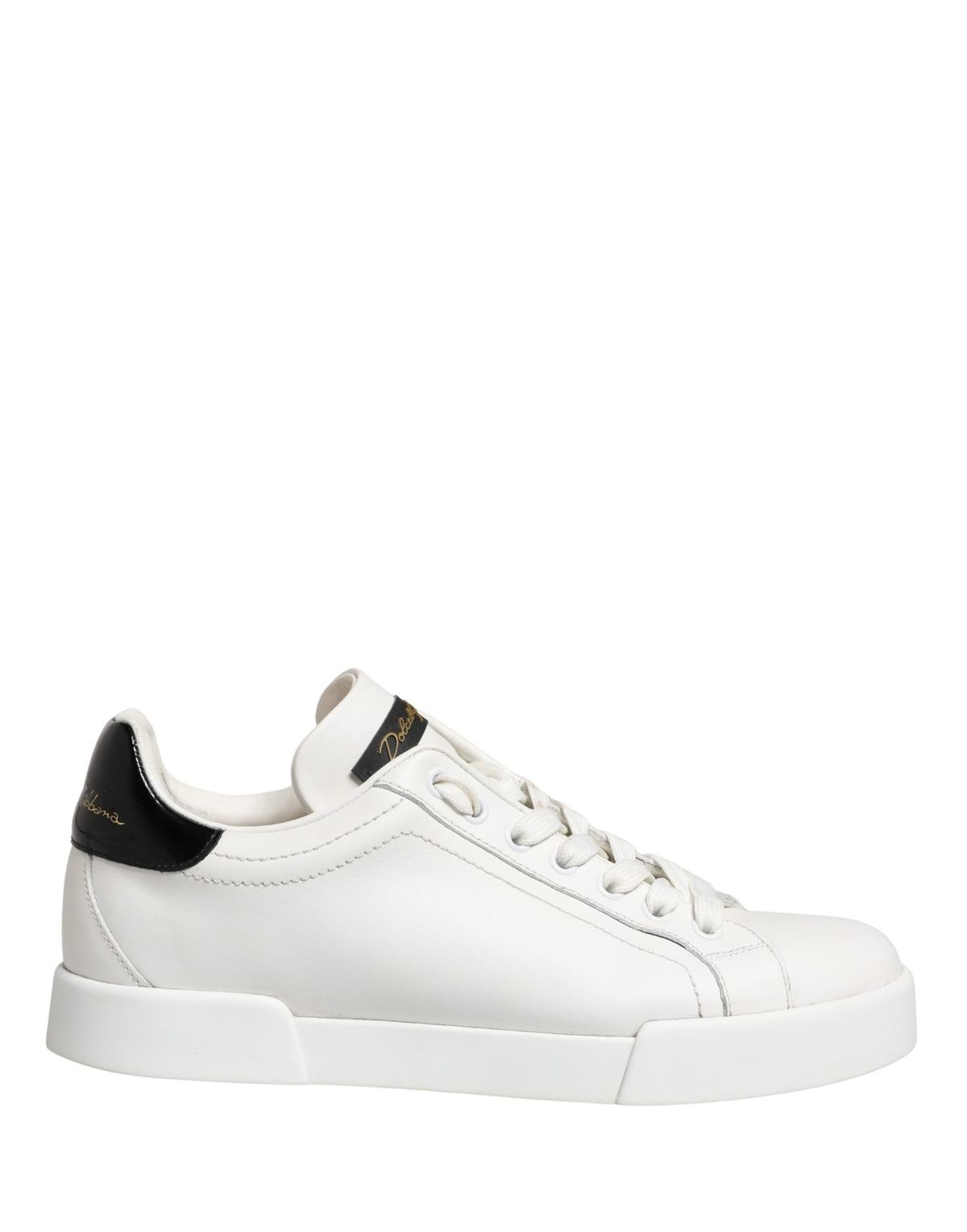 Chaussures Baskets en Cuir Portofino Blanches et Noires Dolce & Gabbana
