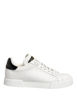 Chaussures Baskets en Cuir Portofino Blanches et Noires Dolce & Gabbana