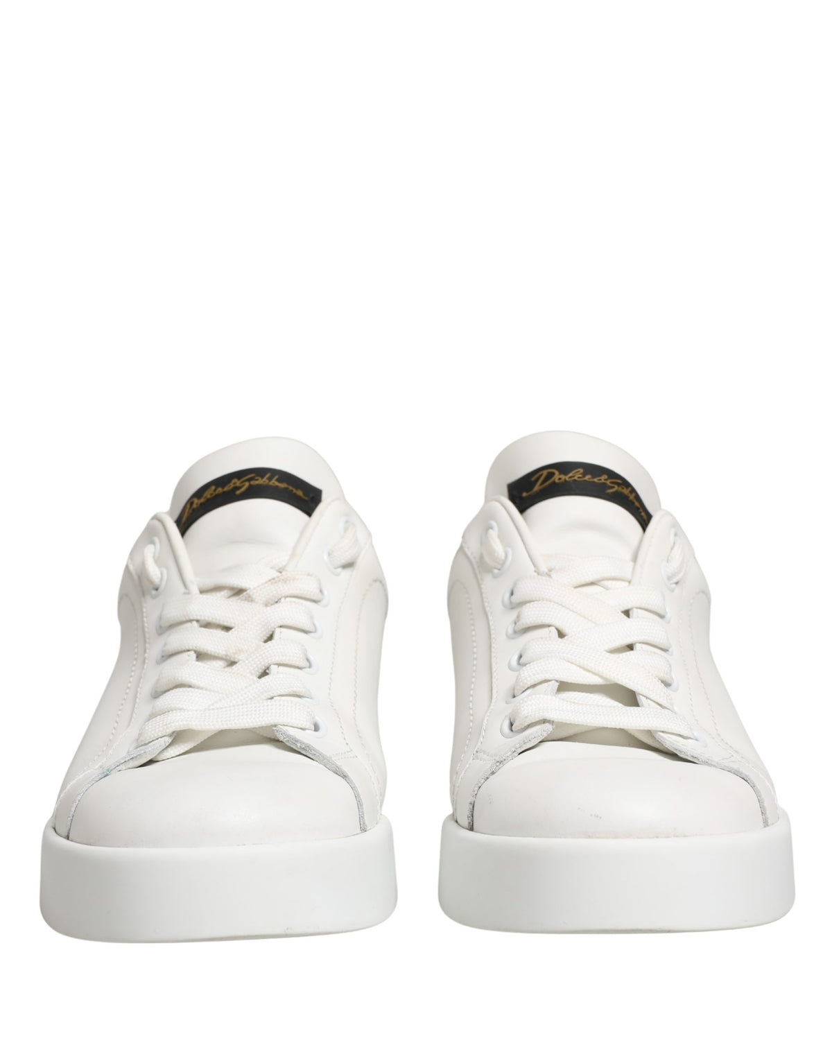 Chaussures Baskets en Cuir Portofino Blanches et Noires Dolce & Gabbana