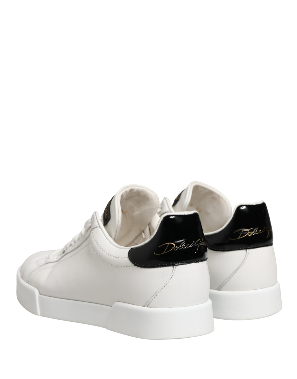Chaussures Baskets en Cuir Portofino Blanches et Noires Dolce & Gabbana