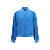 Veste Bomber en Soie Bleue Versace