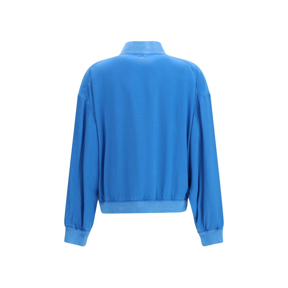Veste Bomber en Soie Bleue Versace