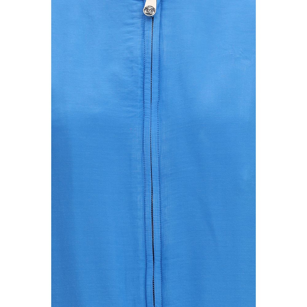 Veste Bomber en Soie Bleue Versace
