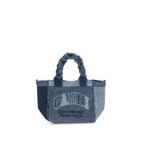 Ganni Blue Cotton Handbag - Modern Trapeze Shopper