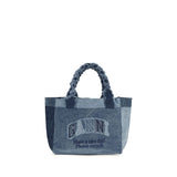 Ganni Blue Cotton Shoulder Bag - Medium Trapeze Denim Shopper