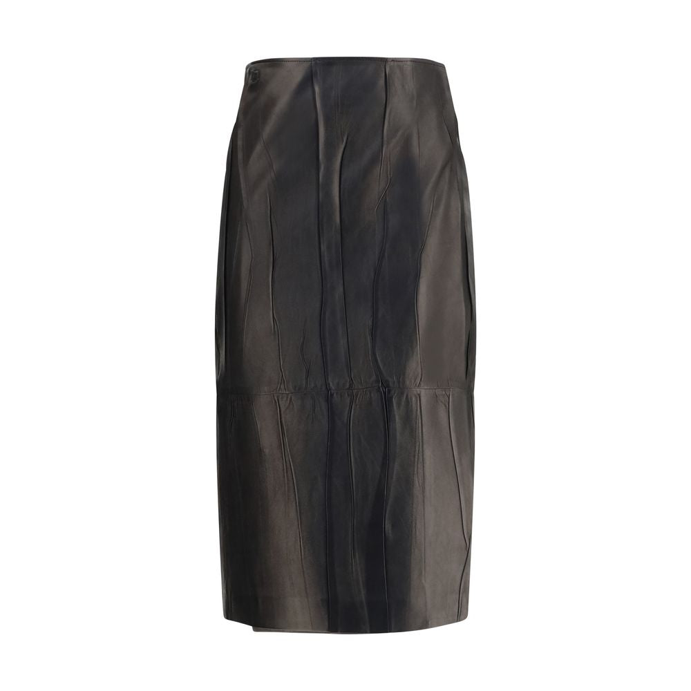 Ermanno Scervino Black Lambskin Midi Skirt for Women