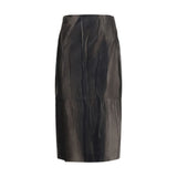 Ermanno Scervino Black Lambskin Midi Skirt for Women