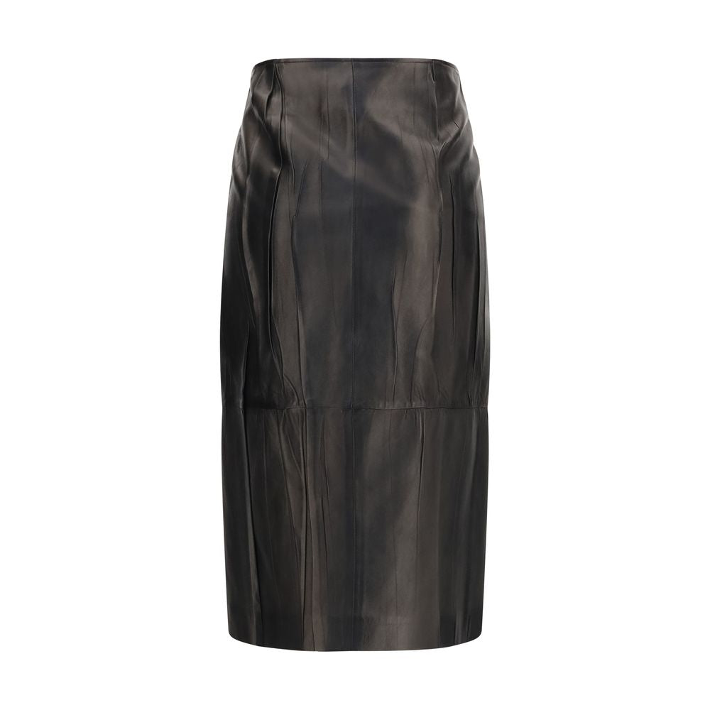 Ermanno Scervino Black Lambskin Midi Skirt for Women