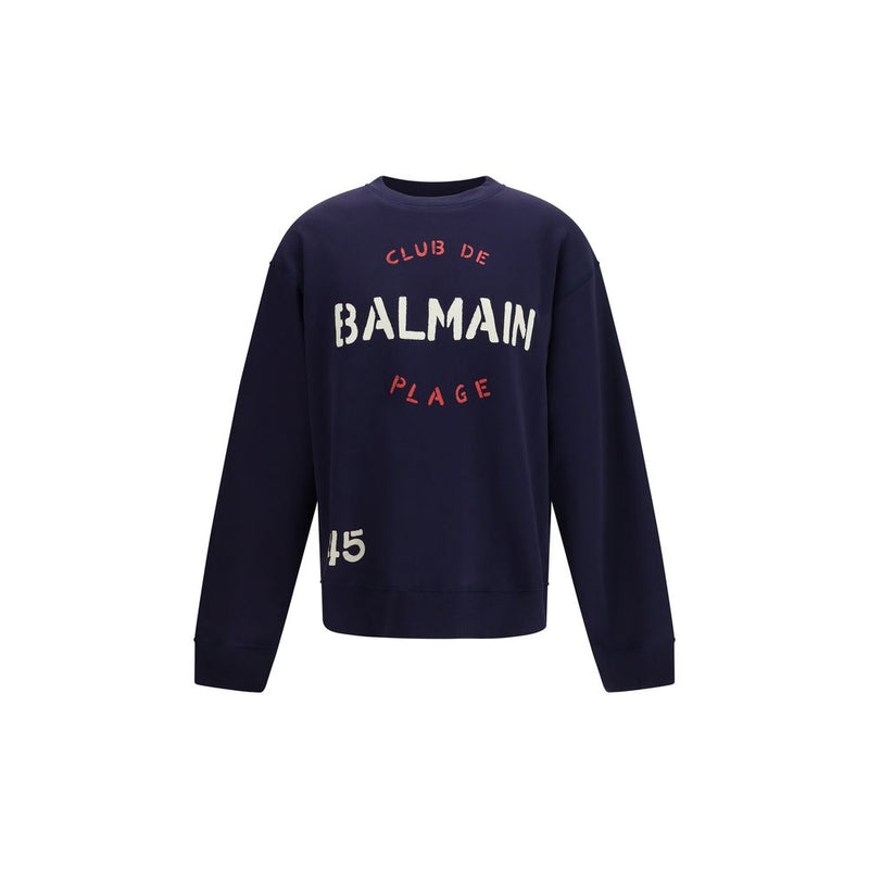 Sweatshirt Balmain Club en Coton Bleu pour Homme