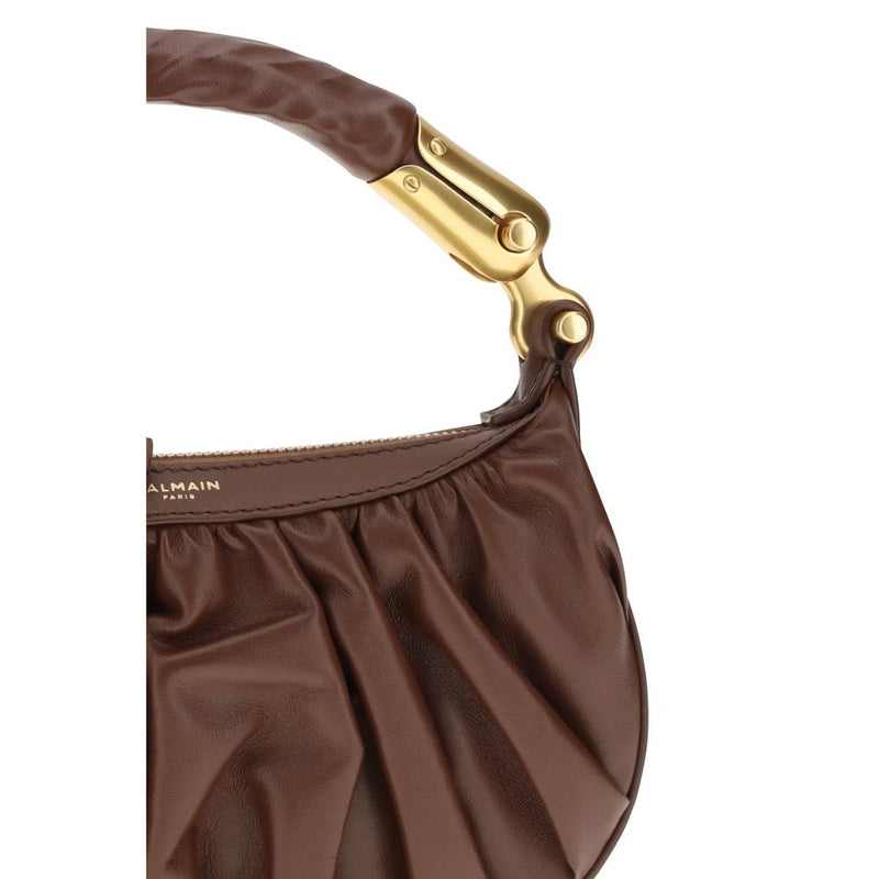 Balmain Brown Calf Leather Bos Taurus Shoulder Bag