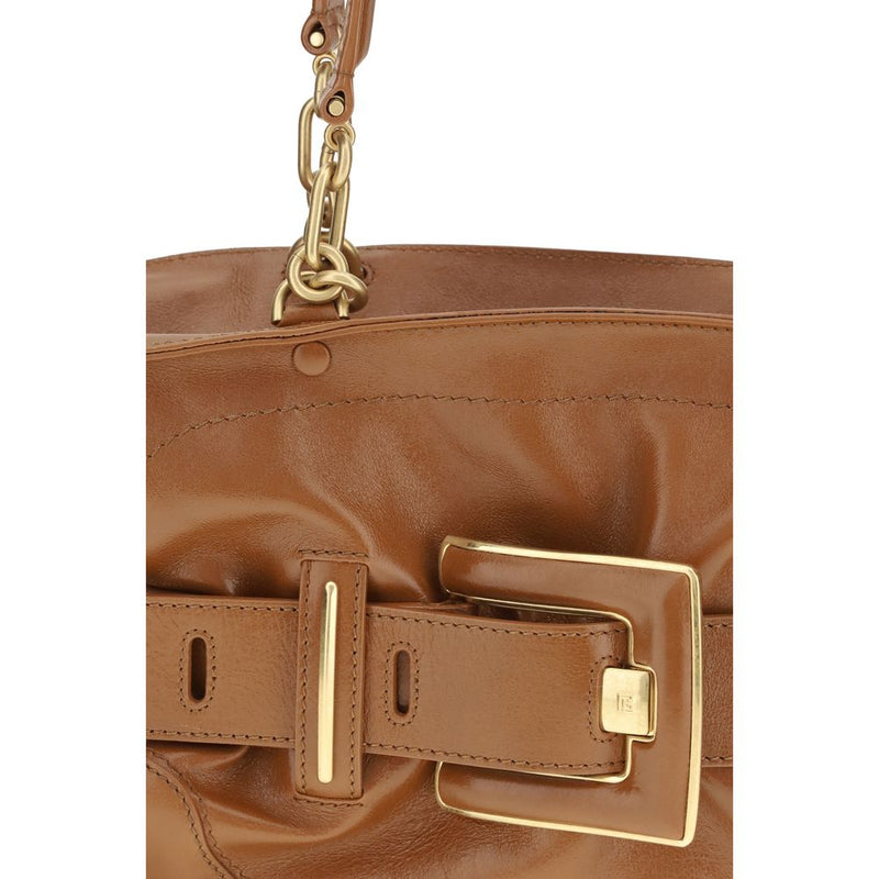 Balmain Brown Calf Leather Bos Taurus Handbag - Elegant Design
