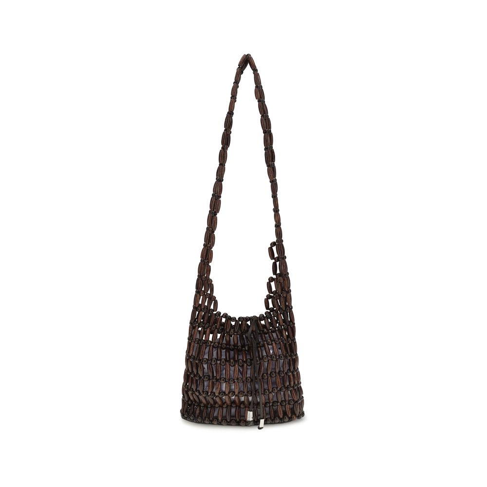 Staud Brown Wood Shoulder Bag - Coronado Collection