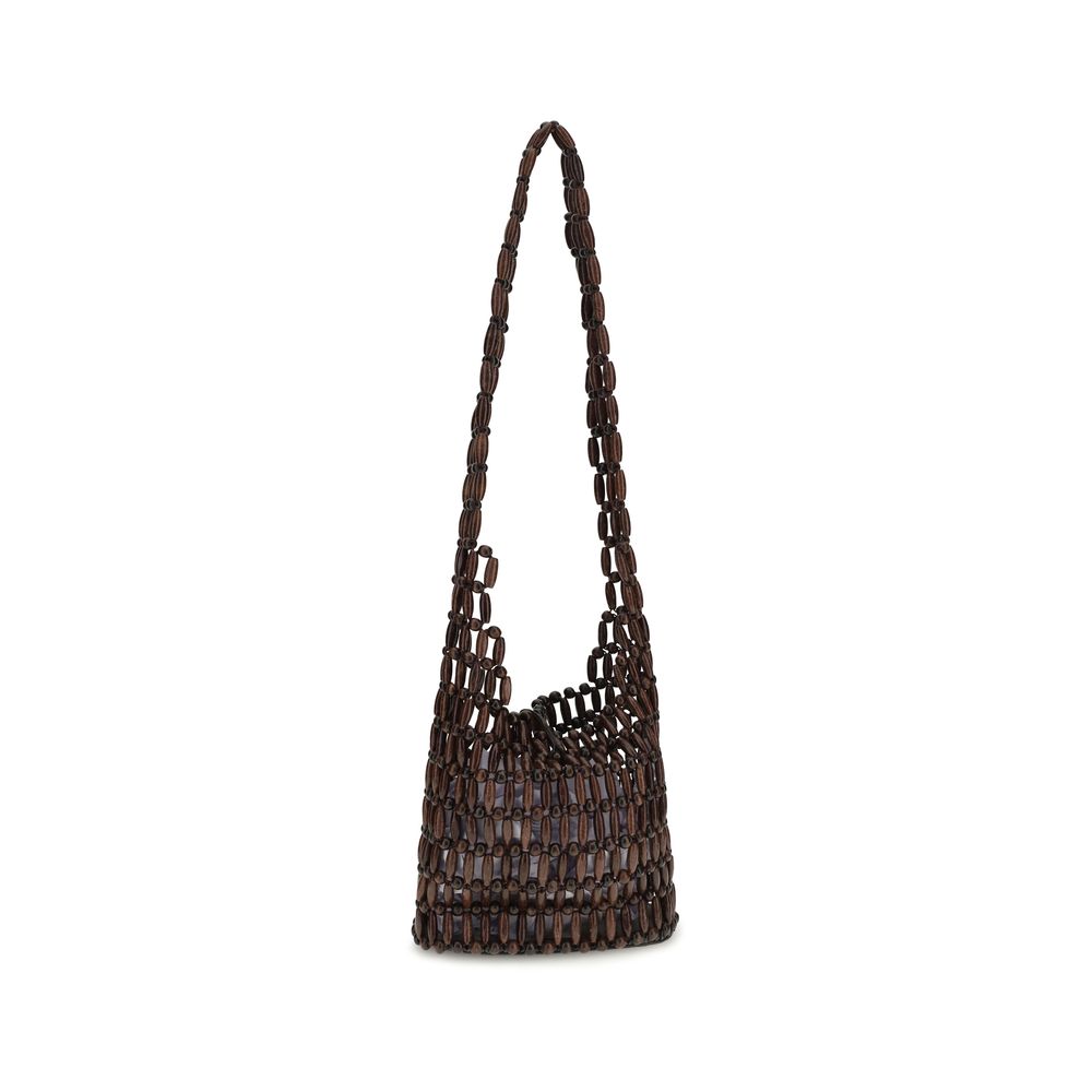 Staud Brown Wood Shoulder Bag - Coronado Collection