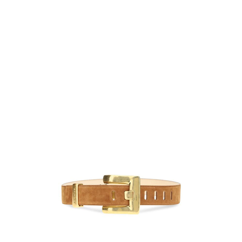 Ceinture Balmain marron en cuir de veau (Bos Taurus) modèle Regular