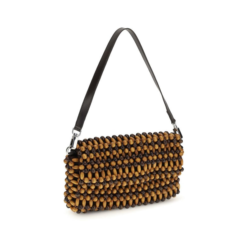 Staud Timmy Brown Wood Shoulder Bag