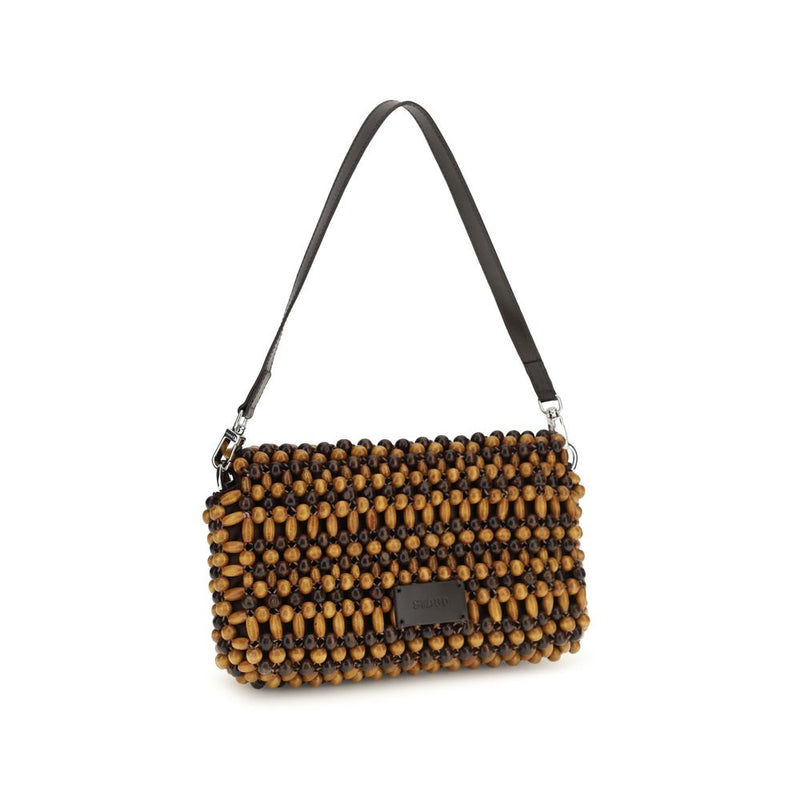 Staud Timmy Brown Wood Shoulder Bag