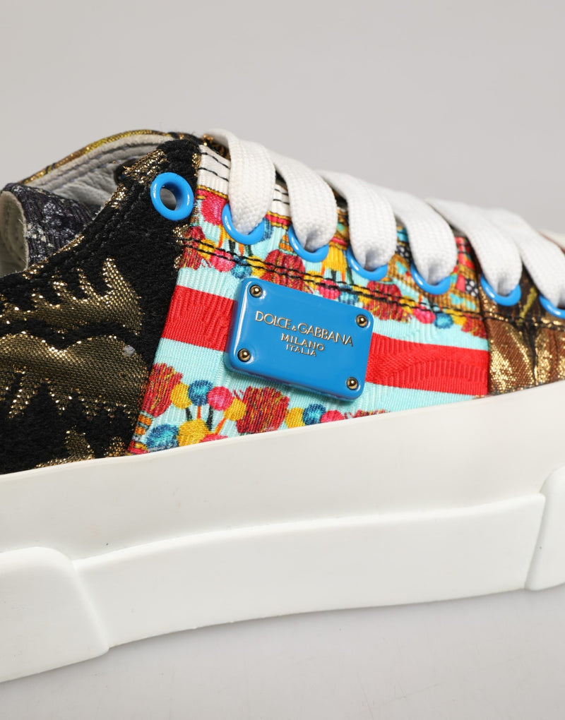 Dolce & Gabbana Multicolor Patchwork Low Top Sneakers