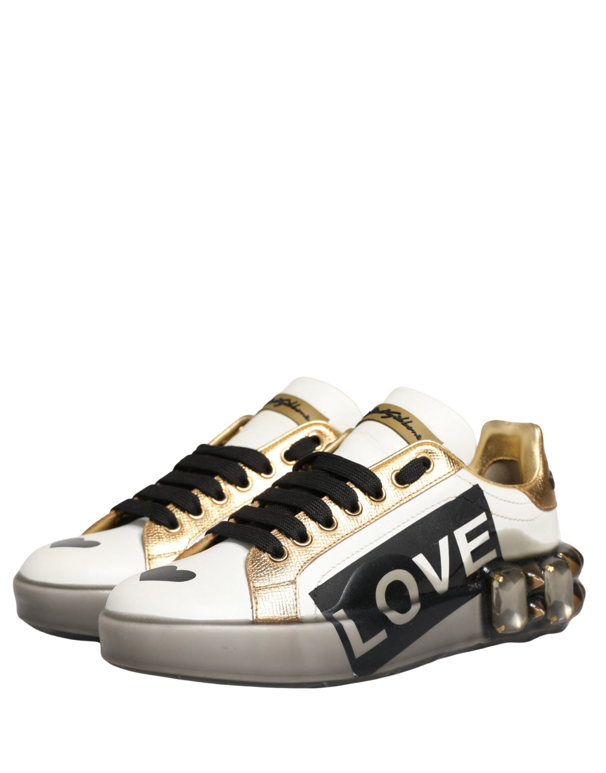 Dolce & Gabbana Multicolor Crystal Studded LOVE Sneakers