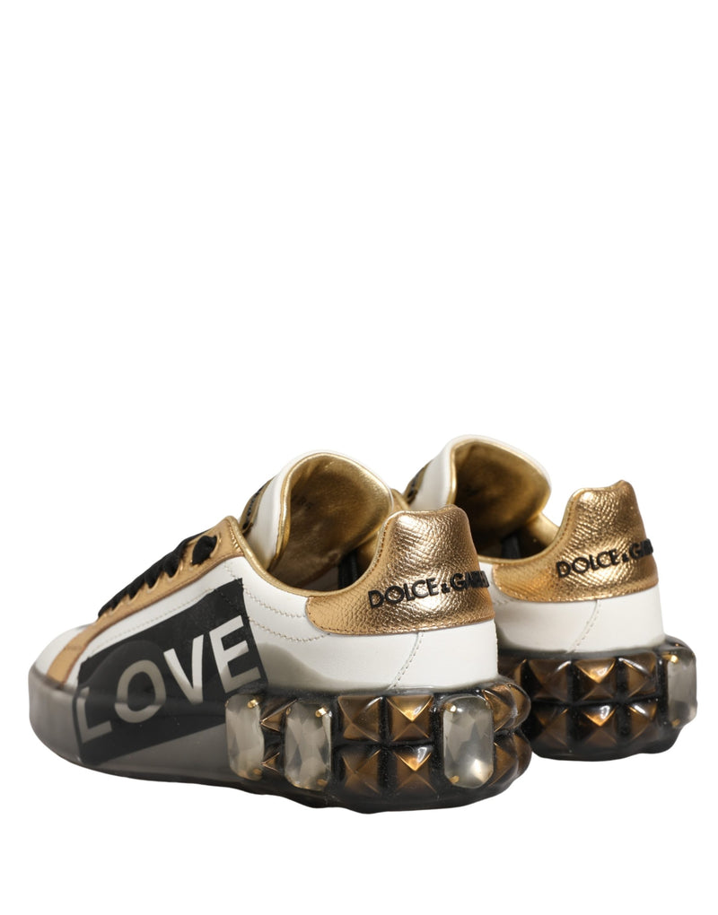 Dolce & Gabbana Multicolor Crystal Studded LOVE Sneakers