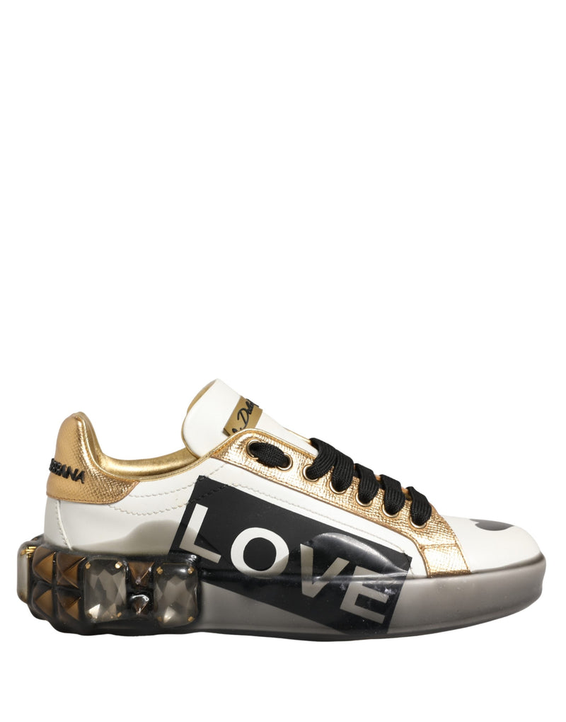 Dolce & Gabbana Multicolor Crystal Studded LOVE Sneakers
