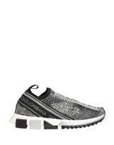 Dolce & Gabbana Silver Crystal Logo Slip On Sorrento Sneakers