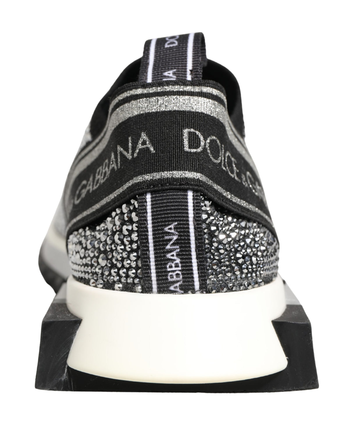 Dolce & Gabbana Silver Crystal Logo Slip On Sorrento Sneakers