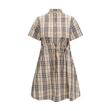 Burberry Beige Cotton Check Dress with Rainwear-Inspired Details