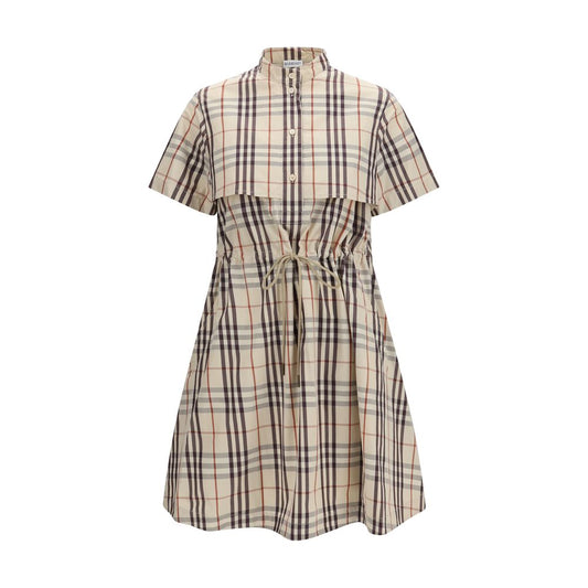 Burberry Beige Cotton Check Dress with Rainwear Details