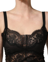 Dolce & Gabbana Black Silk Lace Slip Lingerie Chemise