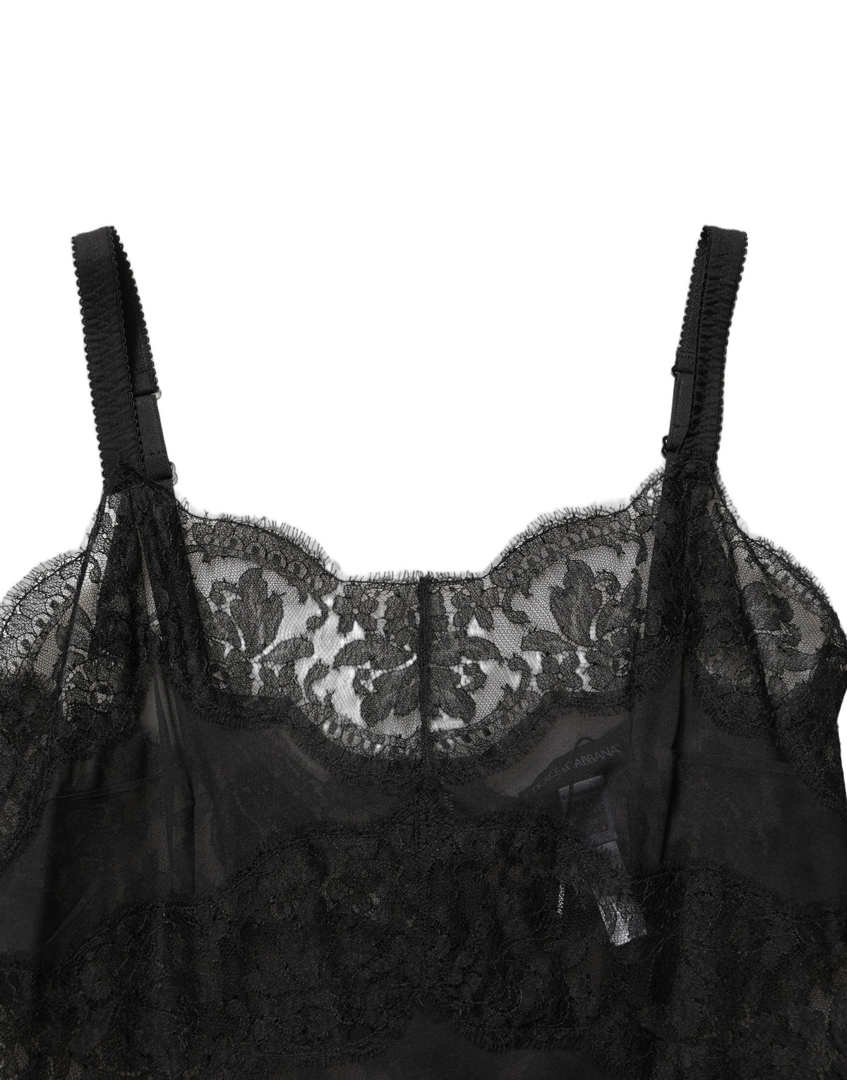 Dolce & Gabbana Black Silk Lace Slip Lingerie Chemise
