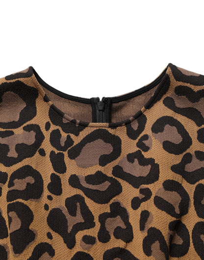 Dolce & Gabbana Brown Leopard Jacquard Knee Length Dress