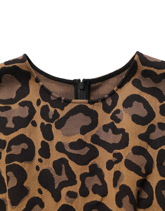 Dolce & Gabbana Brown Leopard Jacquard Knee Length Dress